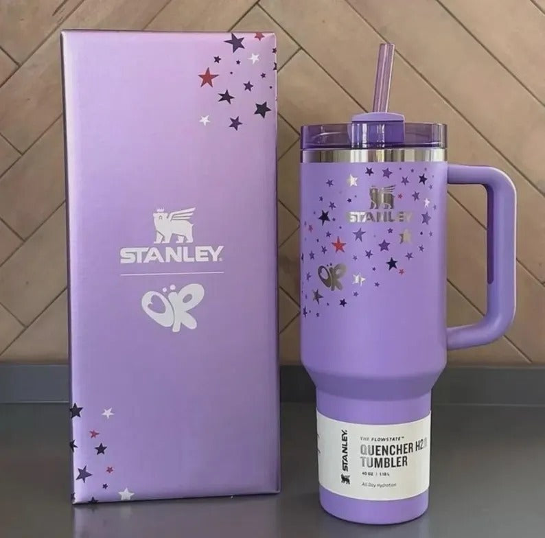 Stanley Quencher H2.0 FlowState Tumbler 40oz – Purple Butterfly Limited Edition with Straw