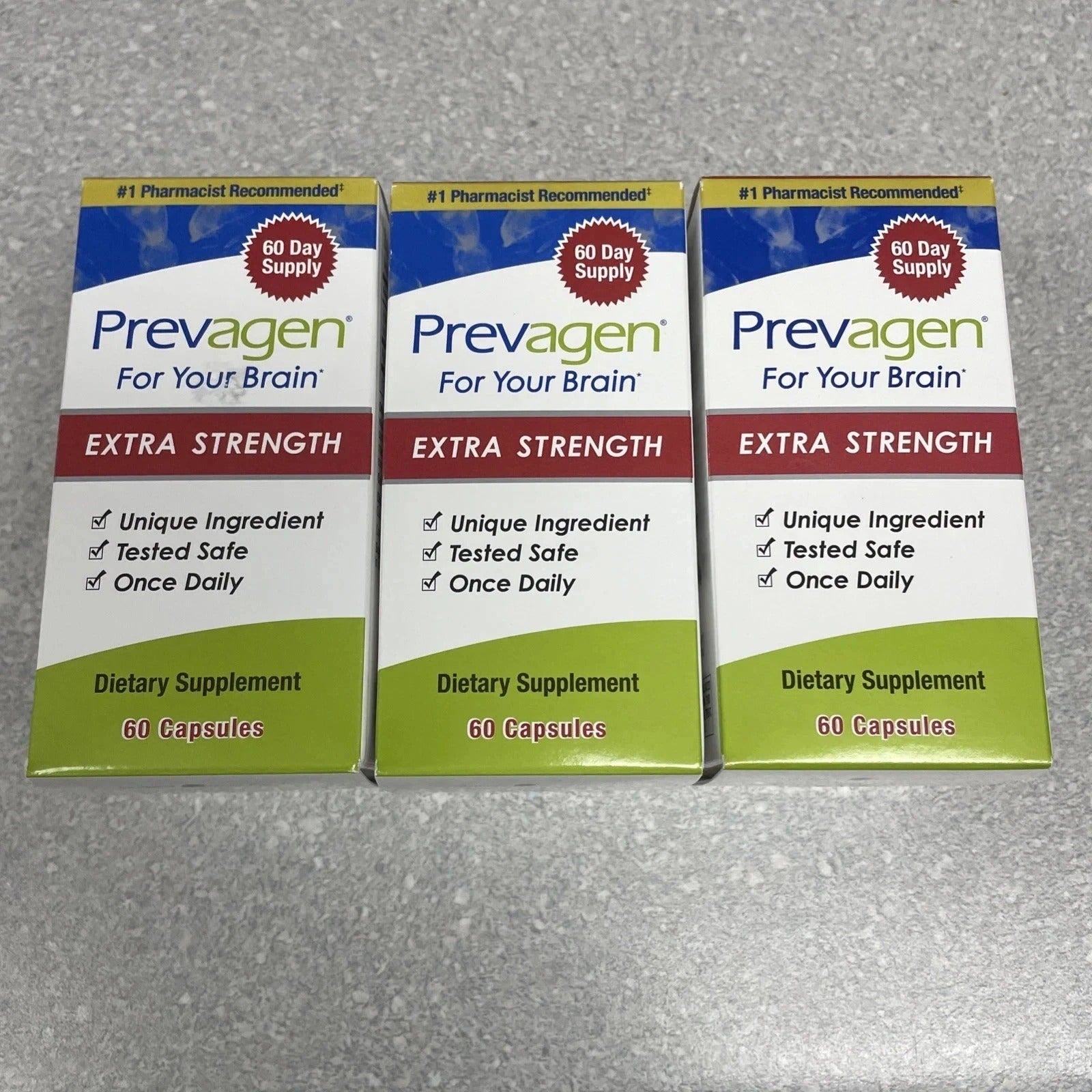Prevagen Extra Strength Brain Supplement – 60 Capsules (60 Day Supply) Memory Support pack of 3