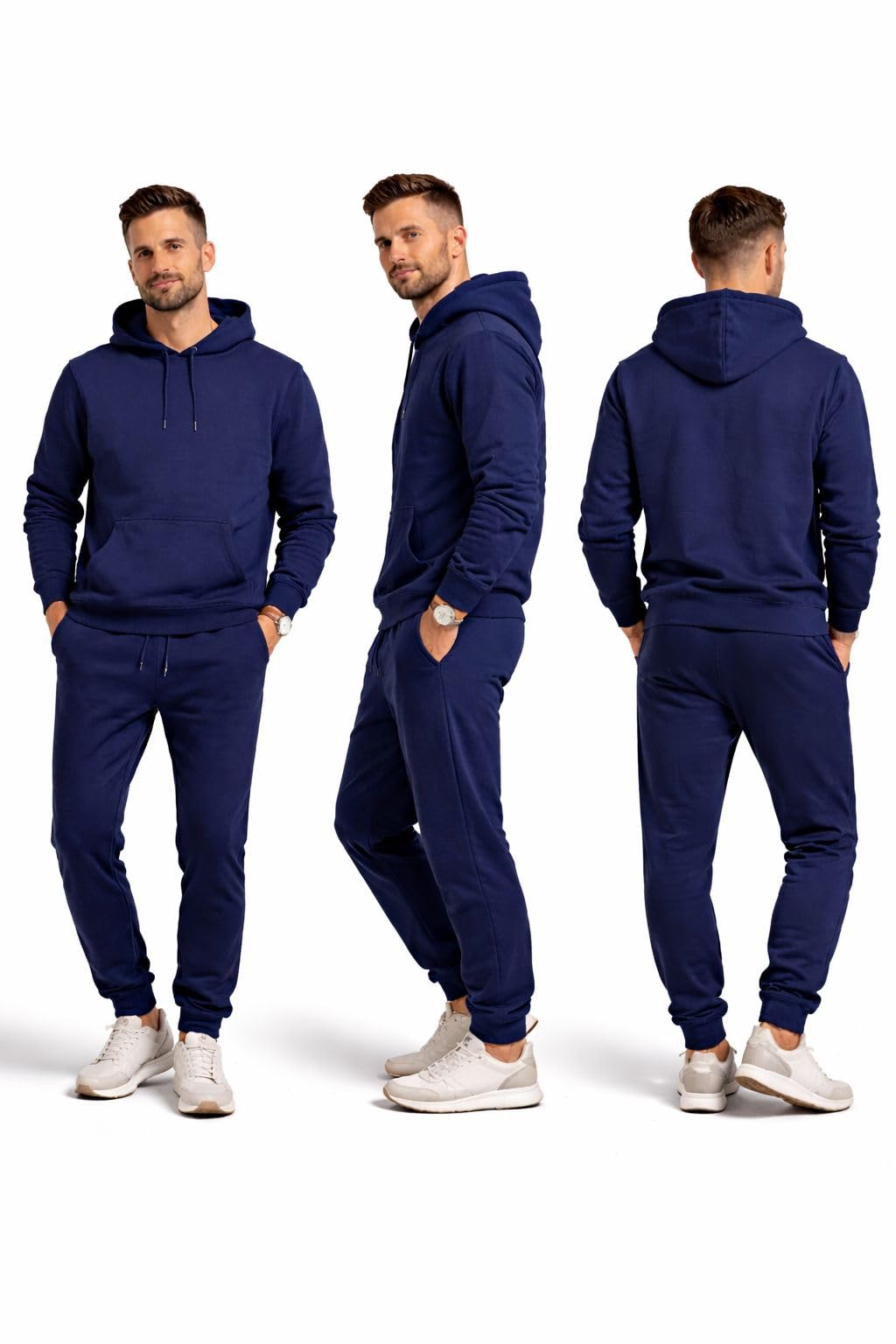 Mens Tracksuit Set - Fleece Hooded Sweatshirt Pullover Hoodie, Long Sleeve Plain 2Pc Top and Jogging Bottoms Full set Casual Sports Athletic Wear