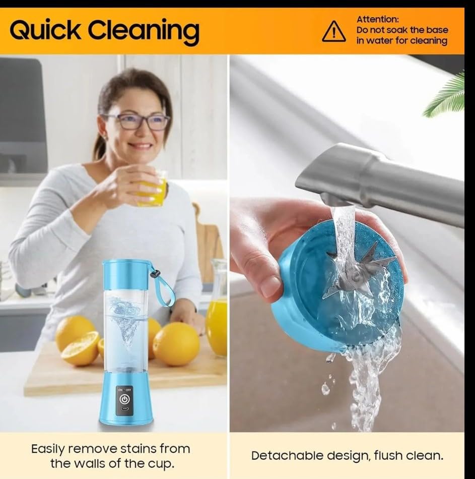 LZM Portable Personal Blender, Rechargeable Smoothie Maker, 380ml USB Recharable Juicer Cup for Shake, Protein Drinks, Travel Gym & Home