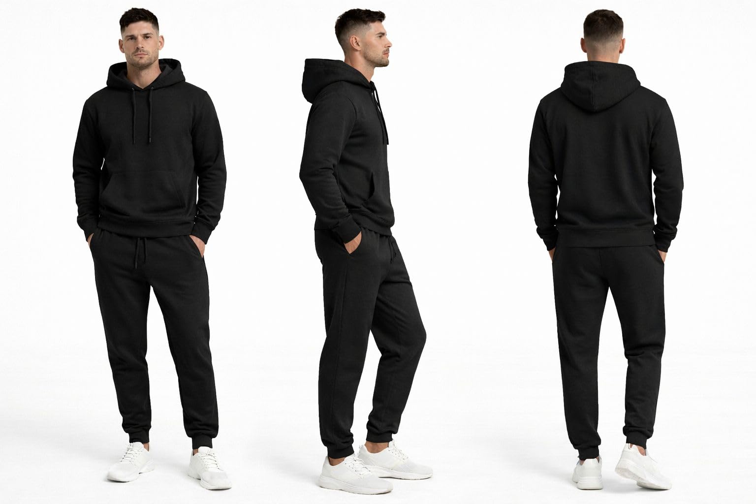 Mens Tracksuit Set - Fleece Hooded Sweatshirt Pullover Hoodie, Long Sleeve Plain 2Pc Top and Jogging Bottoms Full set Casual Sports Athletic Wear