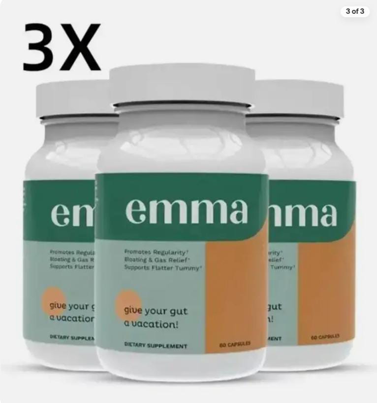 Emma Gut Health Capsules – Digestive Support Supplement 60 Capsules (3 Pack)