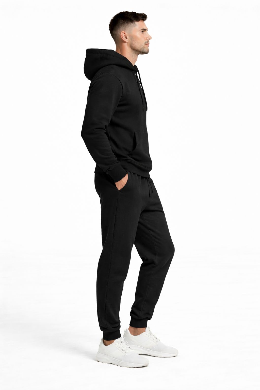 Mens Tracksuit Set - Fleece Hooded Sweatshirt Pullover Hoodie, Long Sleeve Plain 2Pc Top and Jogging Bottoms Full set Casual Sports Athletic Wear