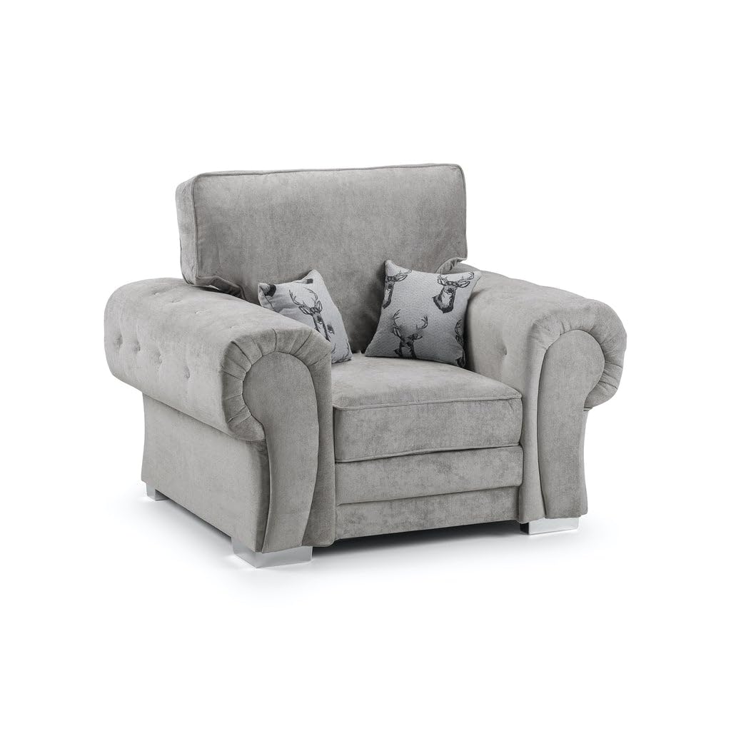LZM Verona Sofa |1 Seater 3 Seater Corner Sofa | Grey Fabric Sofa | Living Room | Warranty Included (2 Seater)