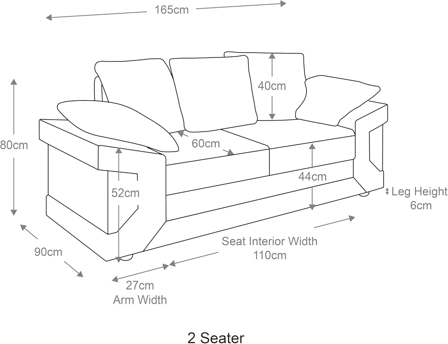 LZM Dino Sofa 3 Seater 2 Seater Upholstered Combination Fabric Black Grey