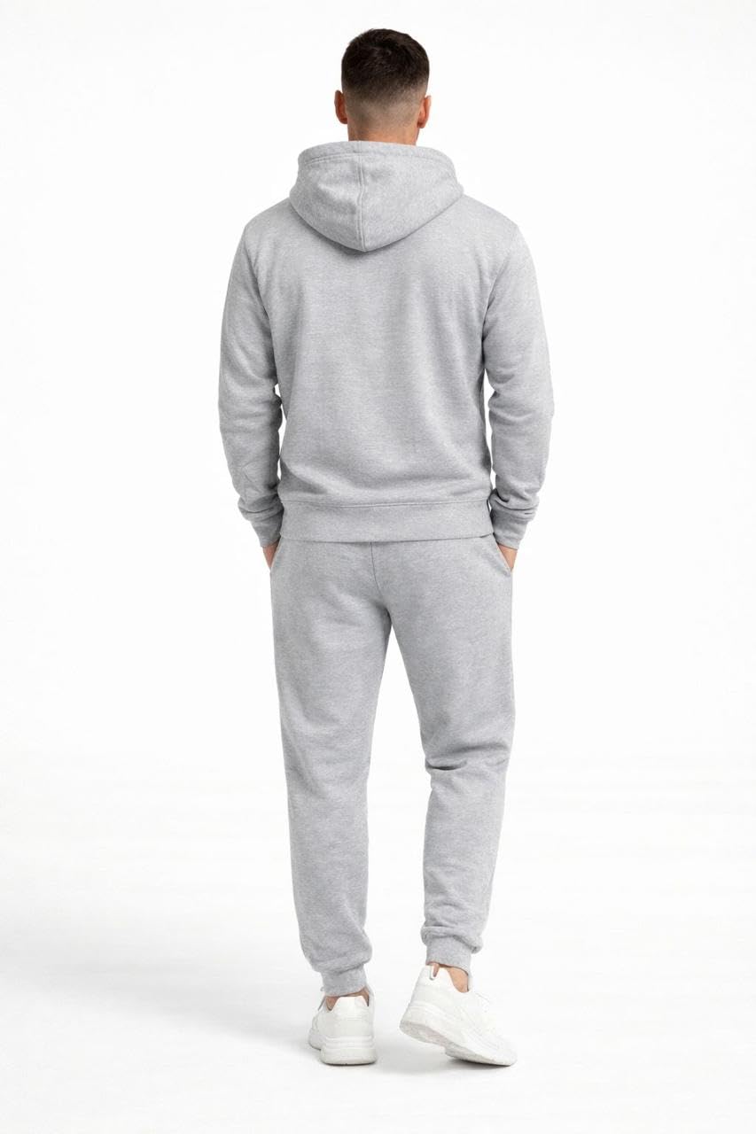 Mens Tracksuit Set - Fleece Hooded Sweatshirt Pullover Hoodie, Long Sleeve Plain 2Pc Top and Jogging Bottoms Full set Casual Sports Athletic Wear