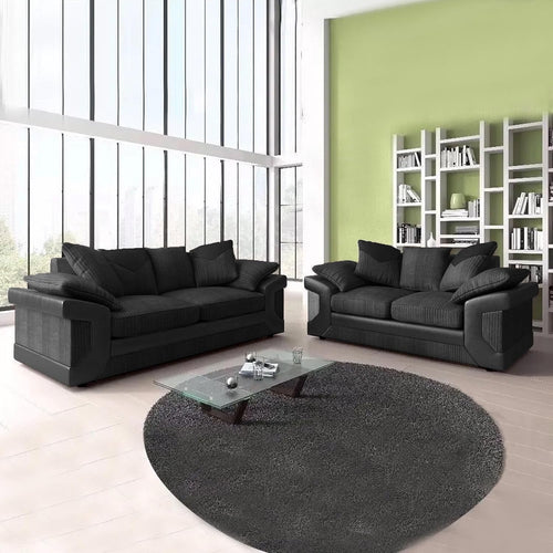 LZM Dino Sofa 3 Seater 2 Seater Upholstered Combination Fabric Black Grey