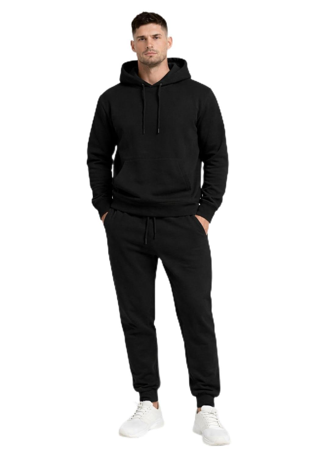 Mens Tracksuit Set - Fleece Hooded Sweatshirt Pullover Hoodie, Long Sleeve Plain 2Pc Top and Jogging Bottoms Full set Casual Sports Athletic Wear
