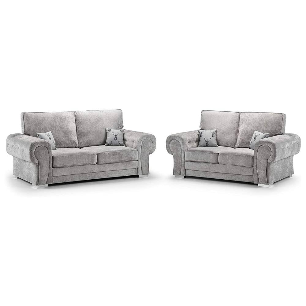 LZM Verona Sofa |1 Seater 3 Seater Corner Sofa | Grey Fabric Sofa | Living Room | Warranty Included (2 Seater)