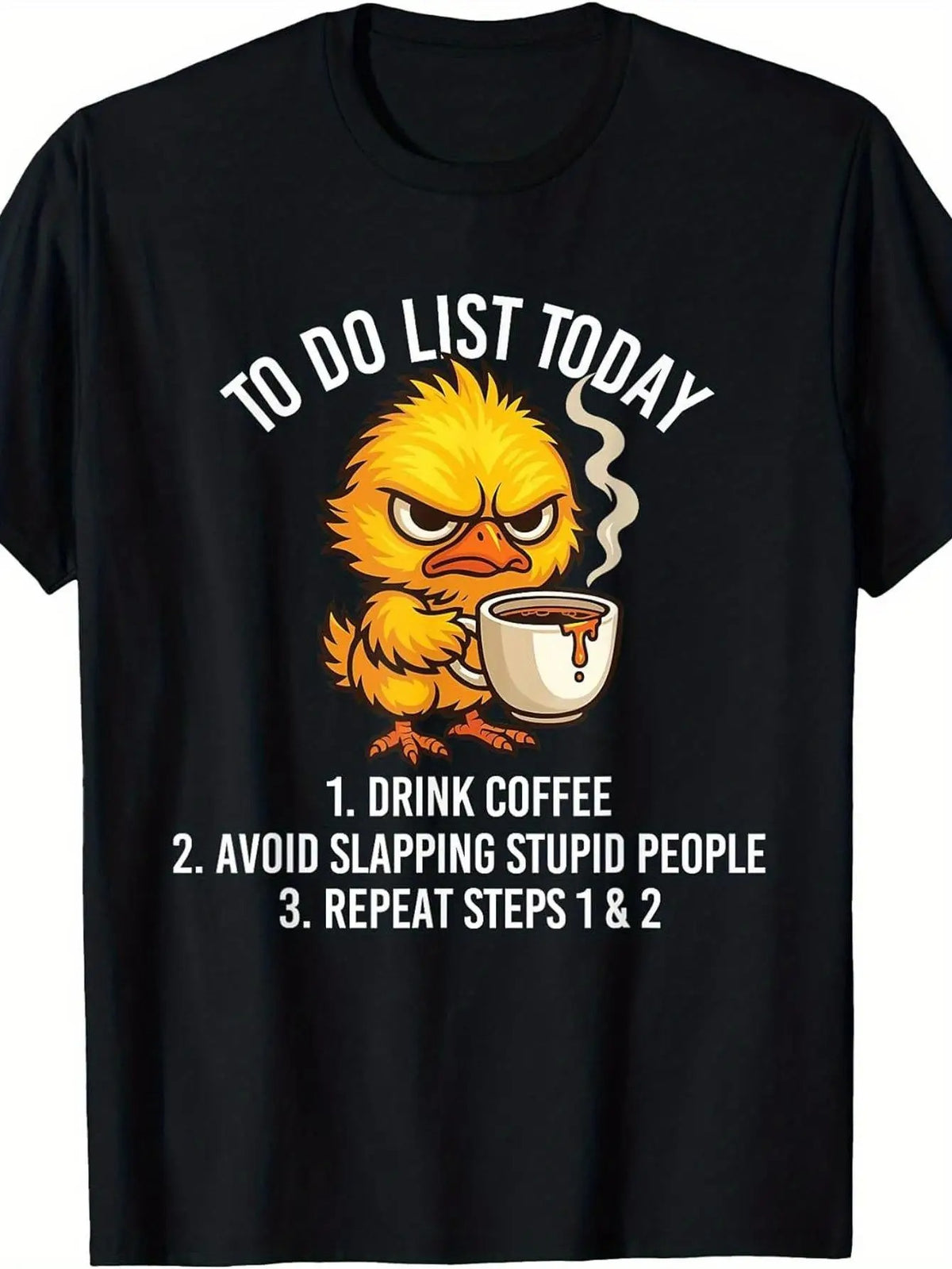 "To Do List Today" Sarcastic Duck Graphic T-Shirt | Funny Coffee Tee | Men's Short Sleeve T-Shirt