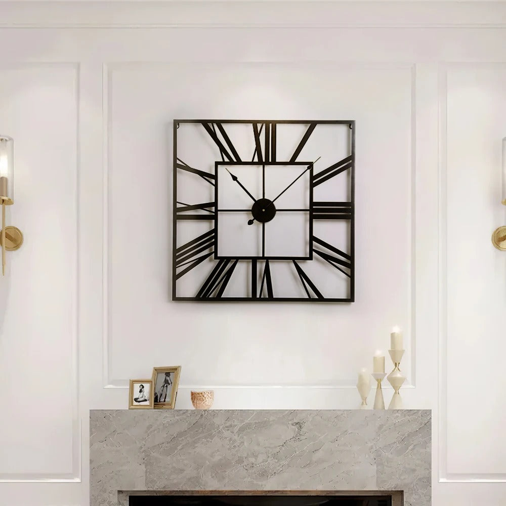 Modern Silent Square Metal Wall Clock 60cm