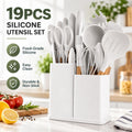 19-Piece Silicone Kitchen Utensil Set with Knife Block & Holder