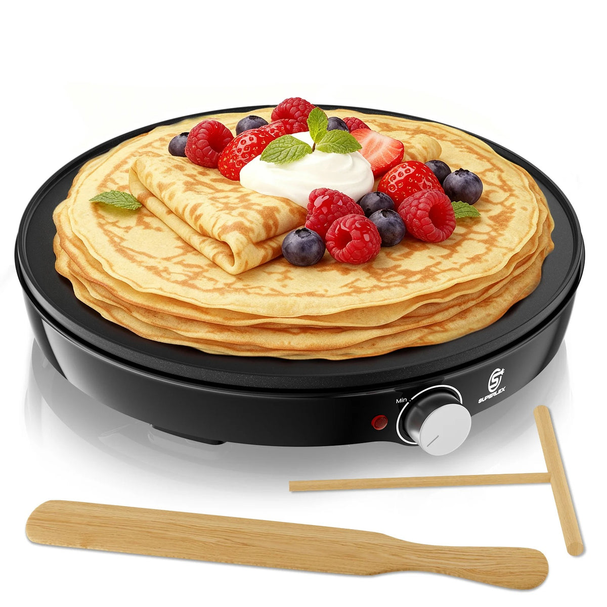 Electric Crepe & Pancake Maker - 1000W Non-Stick Griddle (30cm)