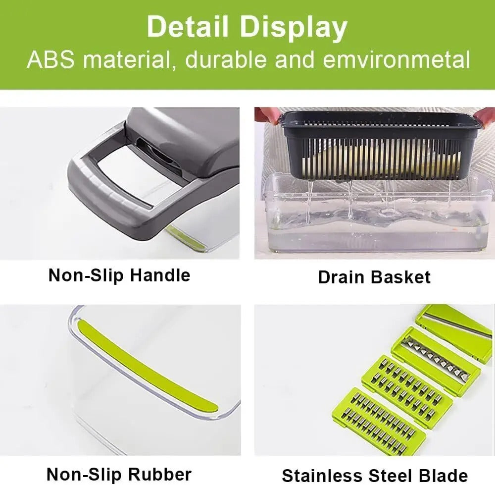 16-in-1 Multifunctional Vegetable Chopper & Mandoline Slicer