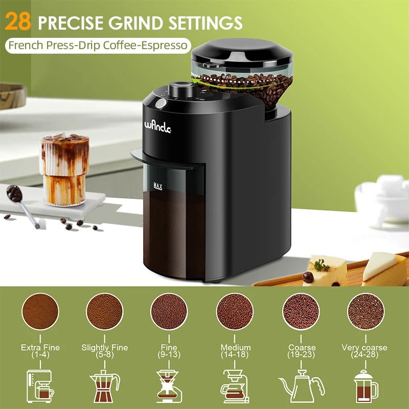 Wancle Electric Burr Coffee Grinder - 28 Precise Grind Settings
