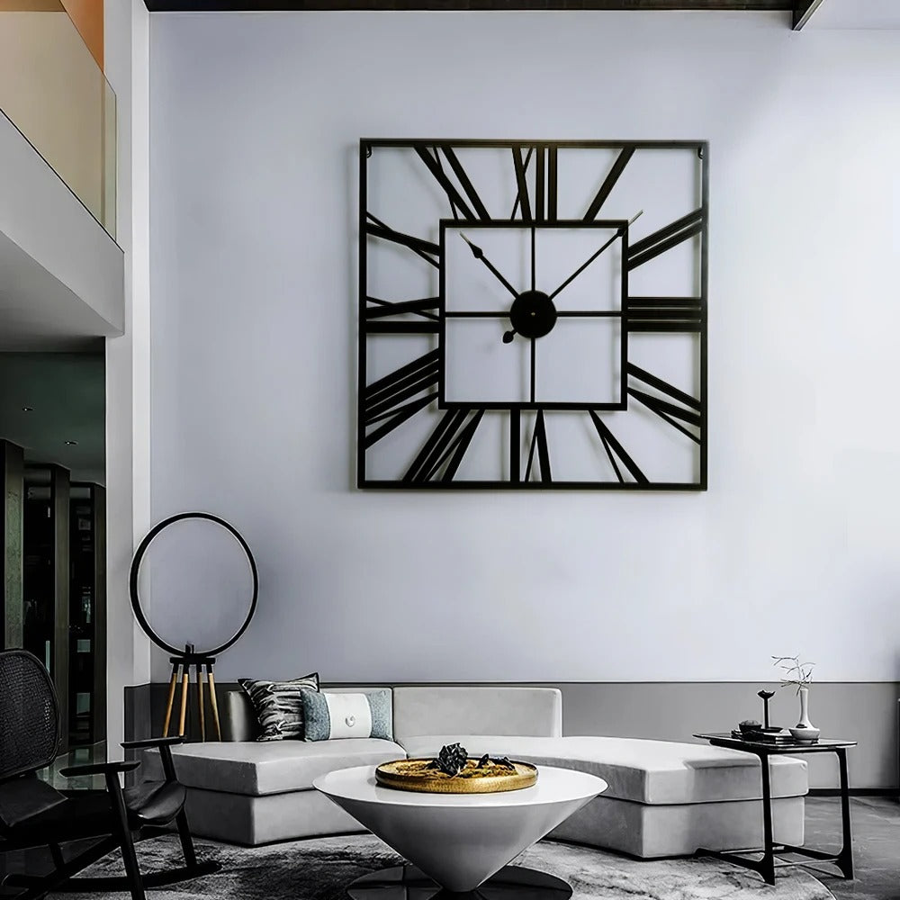 Modern Silent Square Metal Wall Clock 60cm