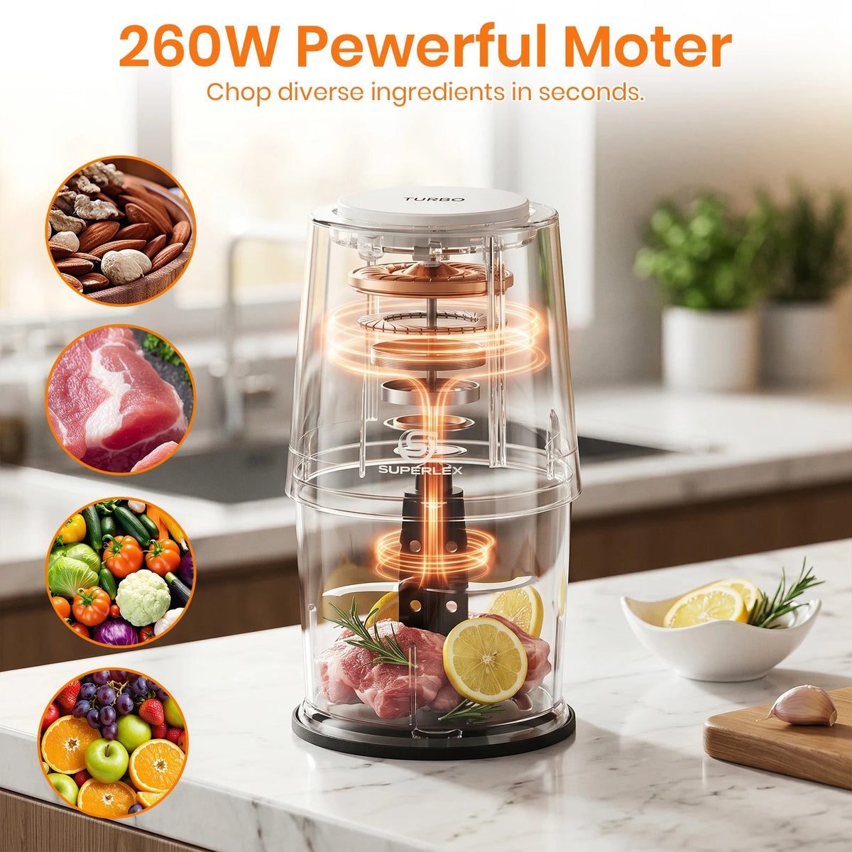 4-in-1 Portable Electric Mini Food Chopper & Processor (500ml)