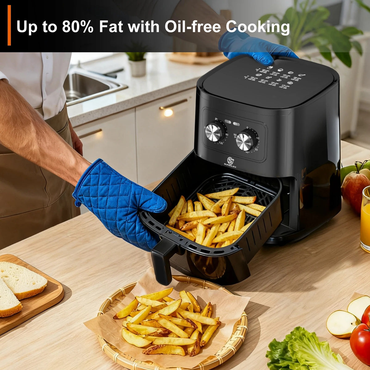 SUPERLEX 5L Air Fryer with Smart Touch Display & 8 Preset Modes (1500W)