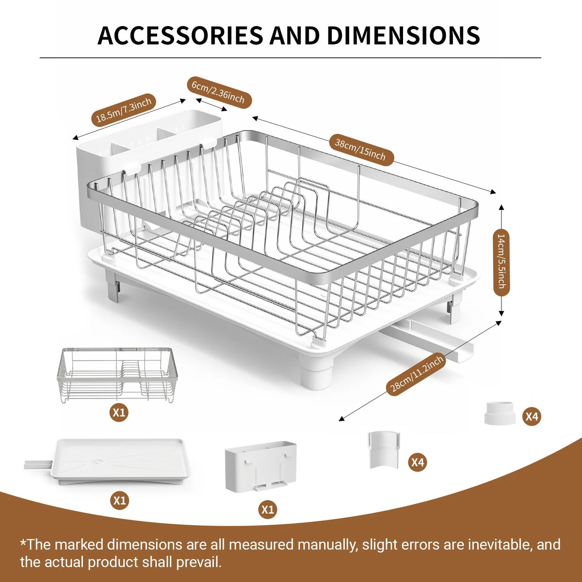 Large Expandable Dish Drying Rack with Drip Tray & Cutlery Holder