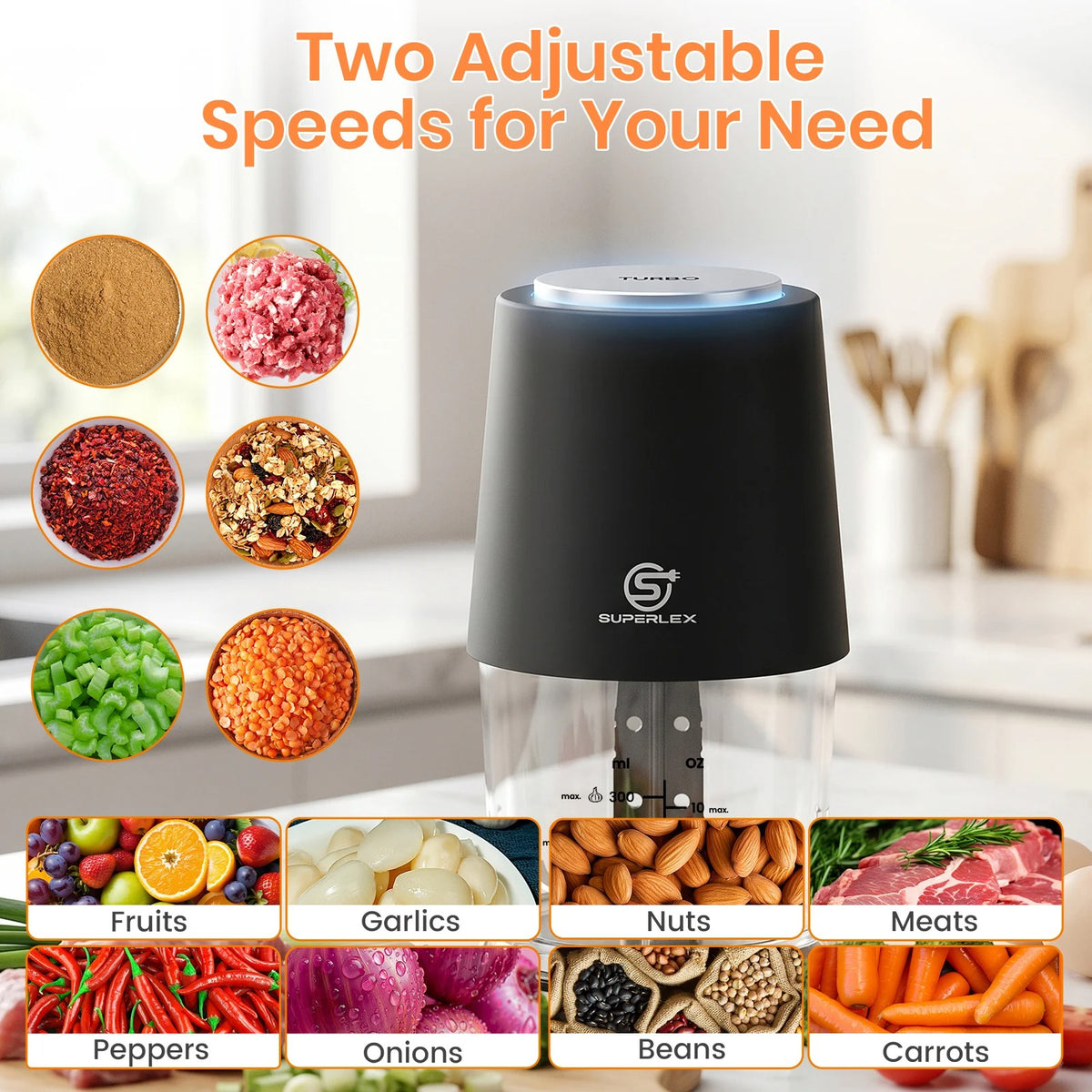 4-in-1 Portable Electric Mini Food Chopper & Processor (500ml)