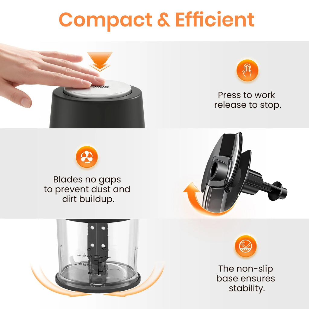 4-in-1 Portable Electric Mini Food Chopper & Processor (500ml)