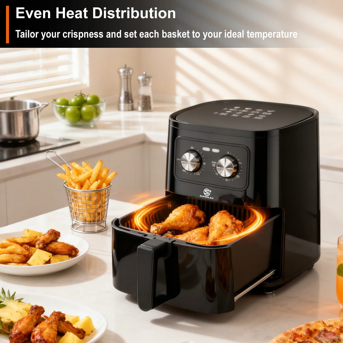 SUPERLEX 5L Air Fryer with Smart Touch Display & 8 Preset Modes (1500W)