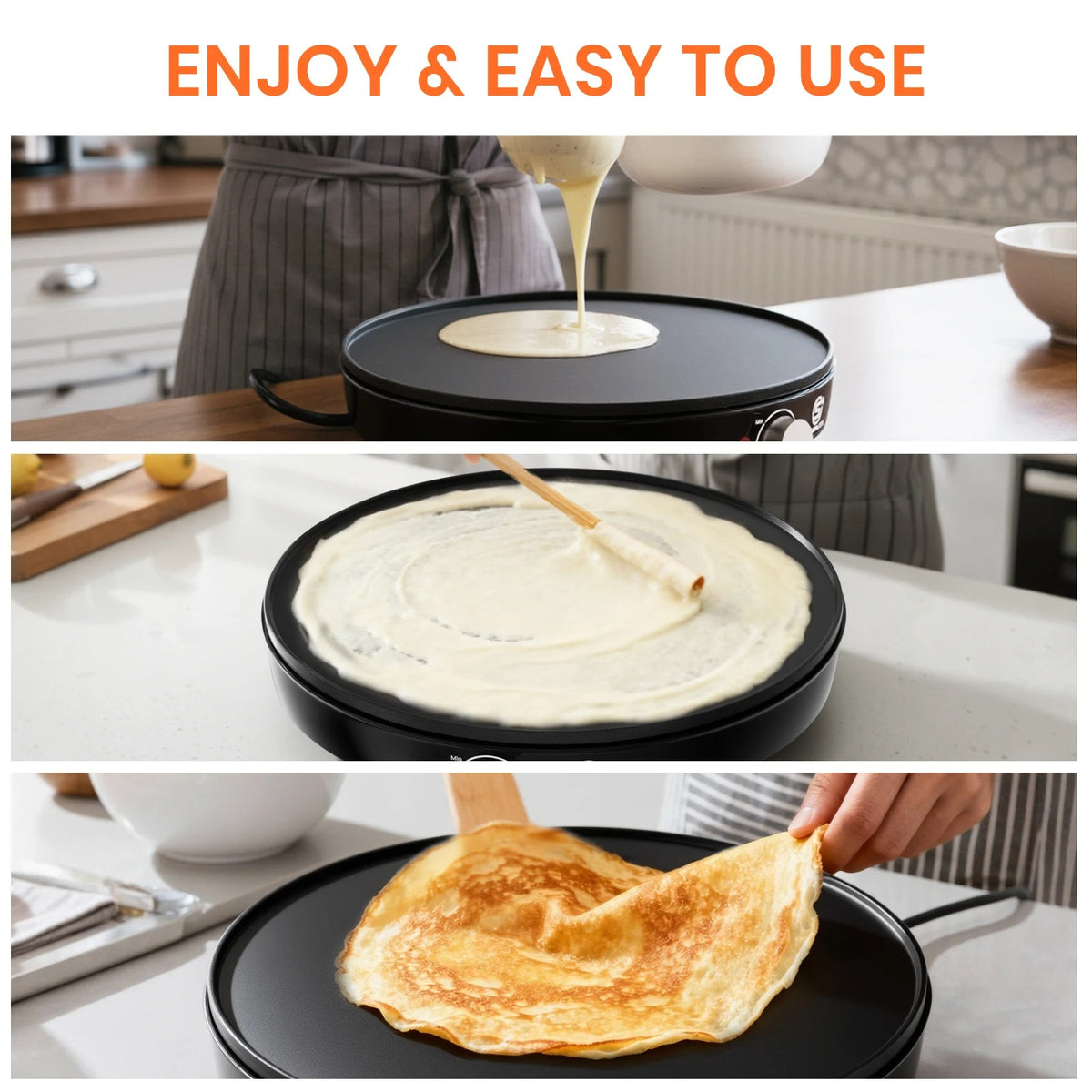 Electric Crepe & Pancake Maker - 1000W Non-Stick Griddle (30cm)