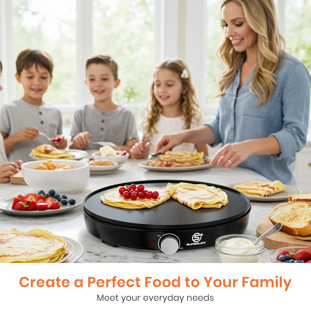 Electric Crepe & Pancake Maker - 1000W Non-Stick Griddle (30cm)