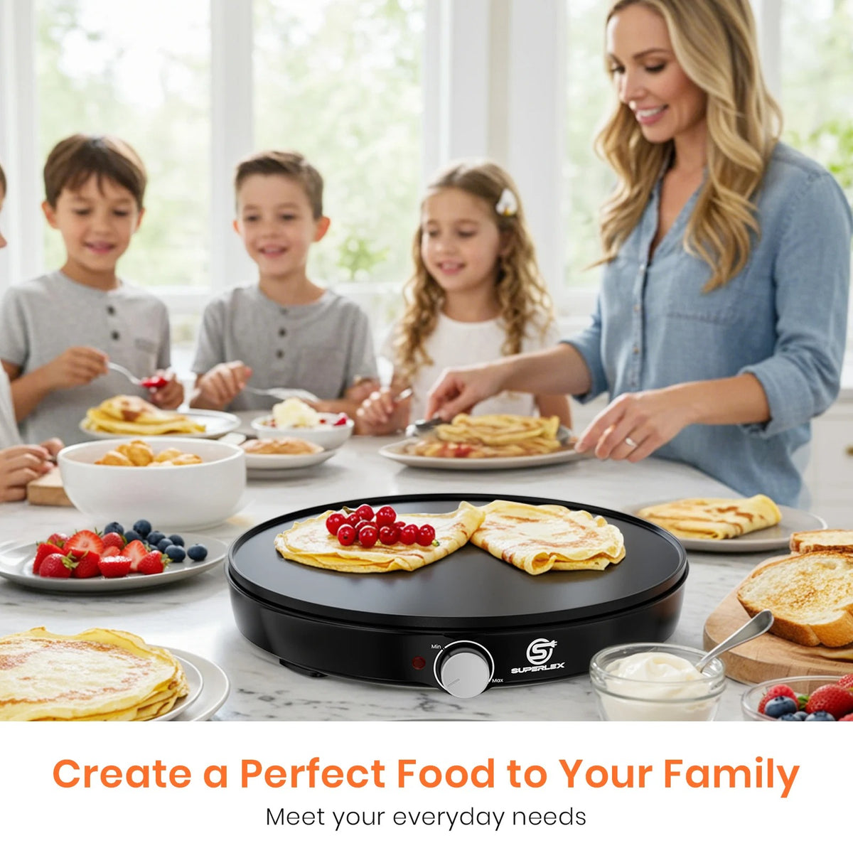 Electric Crepe & Pancake Maker - 1000W Non-Stick Griddle (30cm)