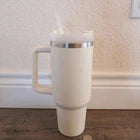 Stanley Adventure Quencher Travel Tumbler with Handle & Straw – White – Double Wall Vacuum Insulated Stainless Steel Cup