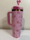 Stanley x LoveShackFancy 40 oz Quencher H2.0 FlowState Tumbler – Pink Floral Limited Edition with Handle & Straw