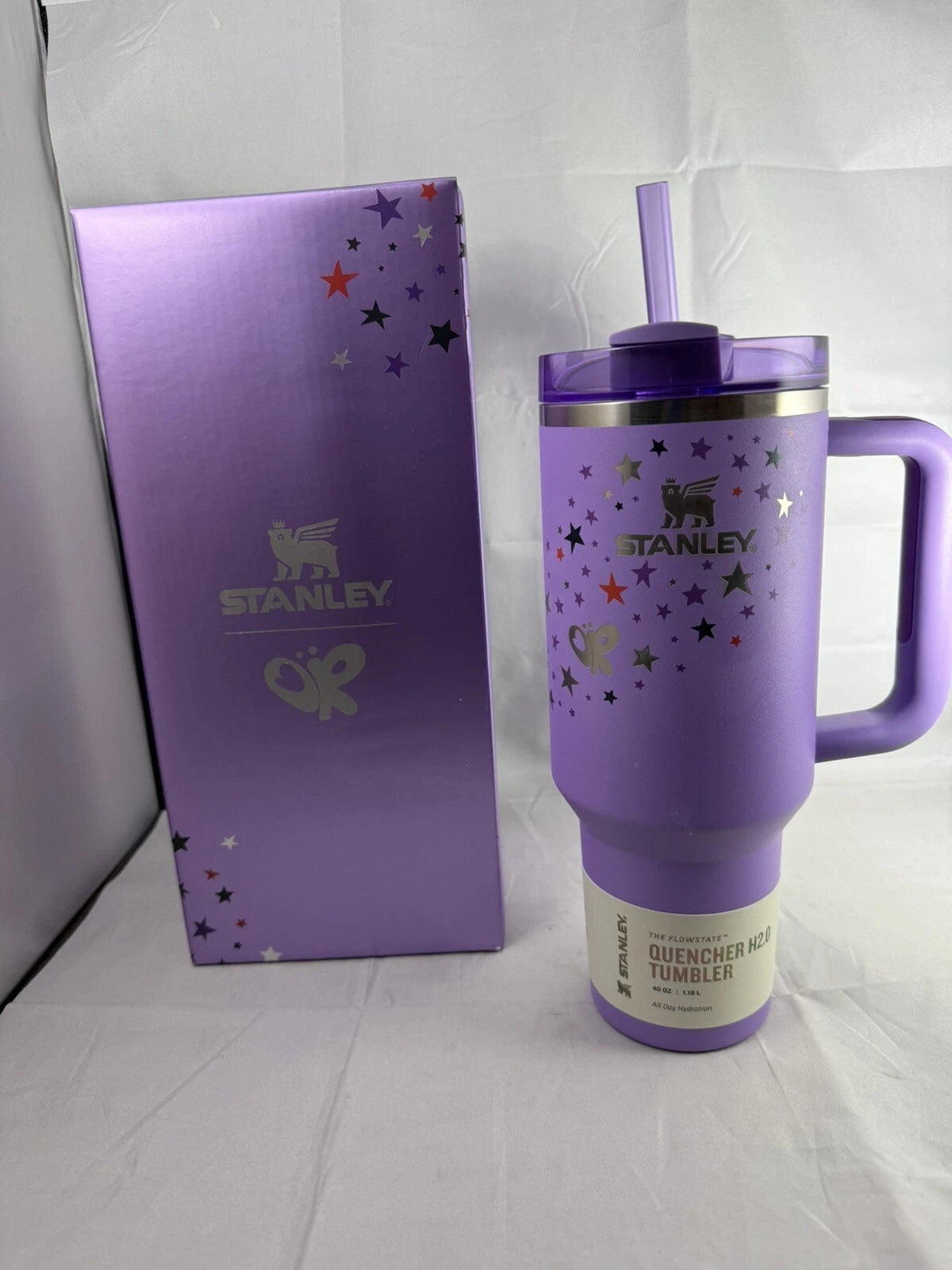 Stanley The FlowState Quencher H2.0 Tumbler 40 oz | Purple Butterfly & Stars Insulated Travel Mug with Handle & Straw