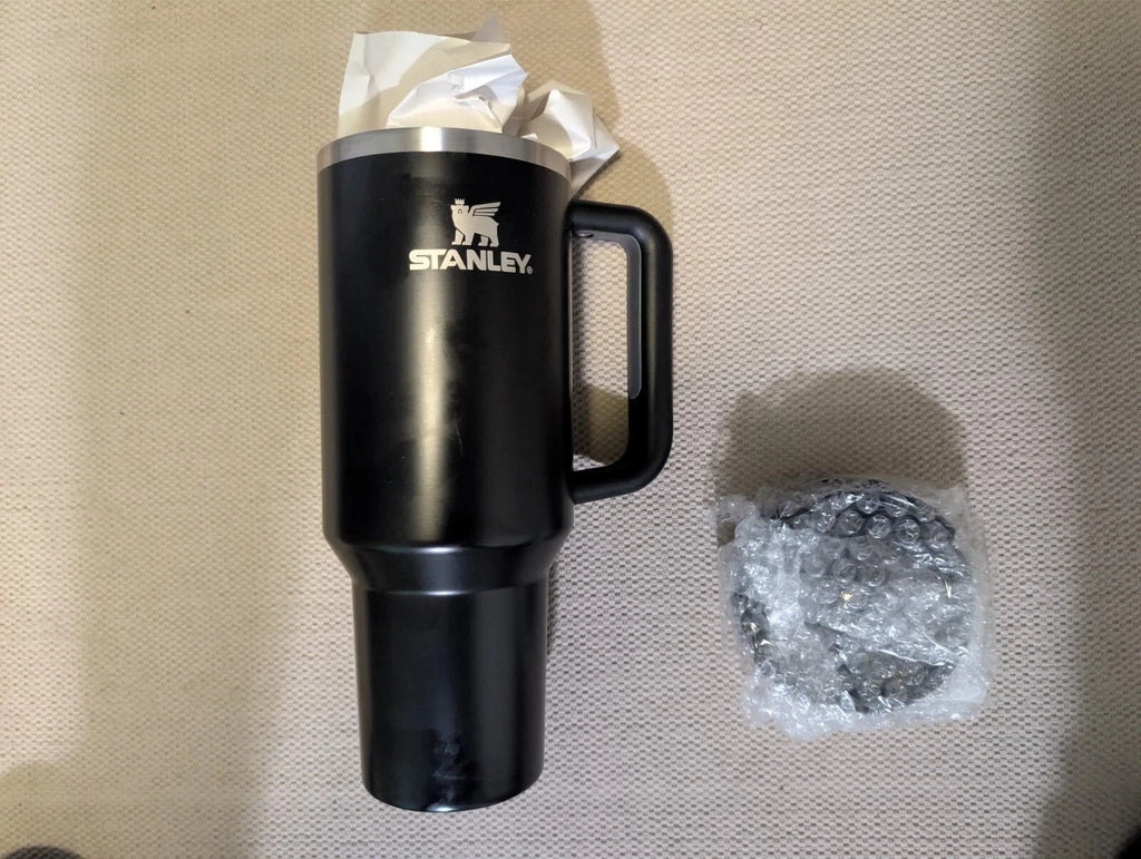 Stanley The Quencher H2.0 FlowState 40 oz Black Insulated Stainless Steel Tumbler with Handle & Straw