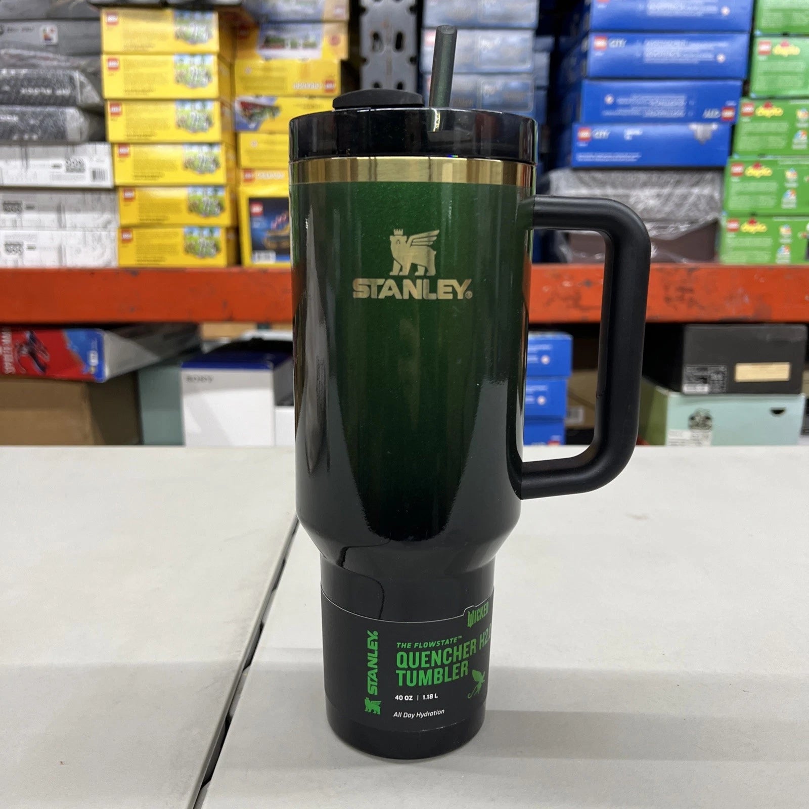 Stanley Quencher H2.0 FlowState 40 oz Insulated Tumbler – Forest Green Stainless Steel Travel Mug with Handle & Straw