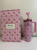 Stanley x LoveShackFancy 40 oz Quencher H2.0 FlowState Tumbler – Pink Floral Limited Edition with Handle & Straw
