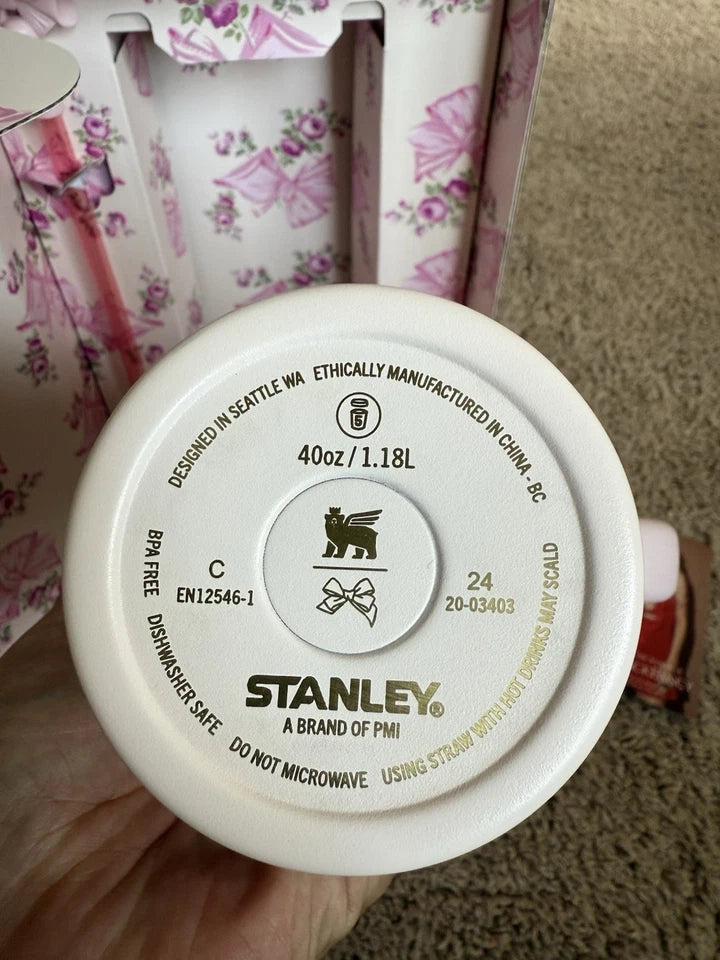 Stanley Pink Floral Tumbler Gift Set with Pouch & Accessories 40oz