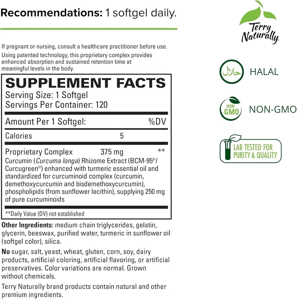 CuraMed Superior Absorption Curcumin 375 mg – 120 Softgels | Terry Naturally