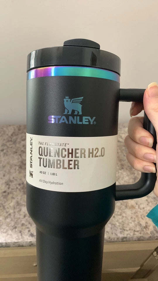 Stanley Quencher H2.0 FlowState Tumbler 40oz – Insulated Stainless Steel Travel Mug with Handle & Straw (Black)