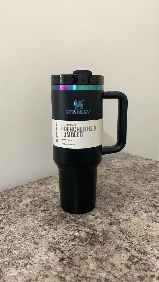 Stanley Quencher H2.0 FlowState Tumbler 40oz – Insulated Stainless Steel Travel Mug with Handle & Straw (Black)