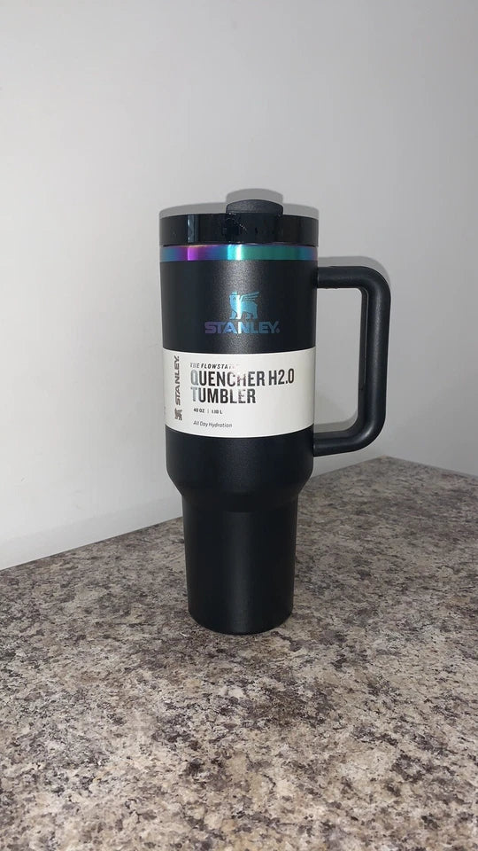Stanley Quencher H2.0 FlowState Tumbler 40oz – Insulated Stainless Steel Travel Mug with Handle & Straw (Black)