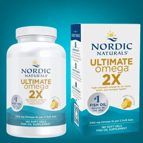 Nordic Naturals Ultimate Omega 2X Lemon | High-Strength Omega-3 Fish Oil Supplement | 180 Soft Gels