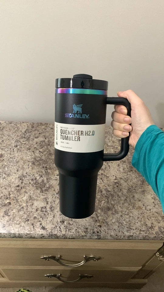Stanley Quencher H2.0 FlowState Tumbler 40oz – Insulated Stainless Steel Travel Mug with Handle & Straw (Black)