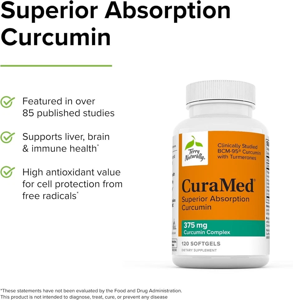 CuraMed Superior Absorption Curcumin 375 mg – 120 Softgels | Terry Naturally
