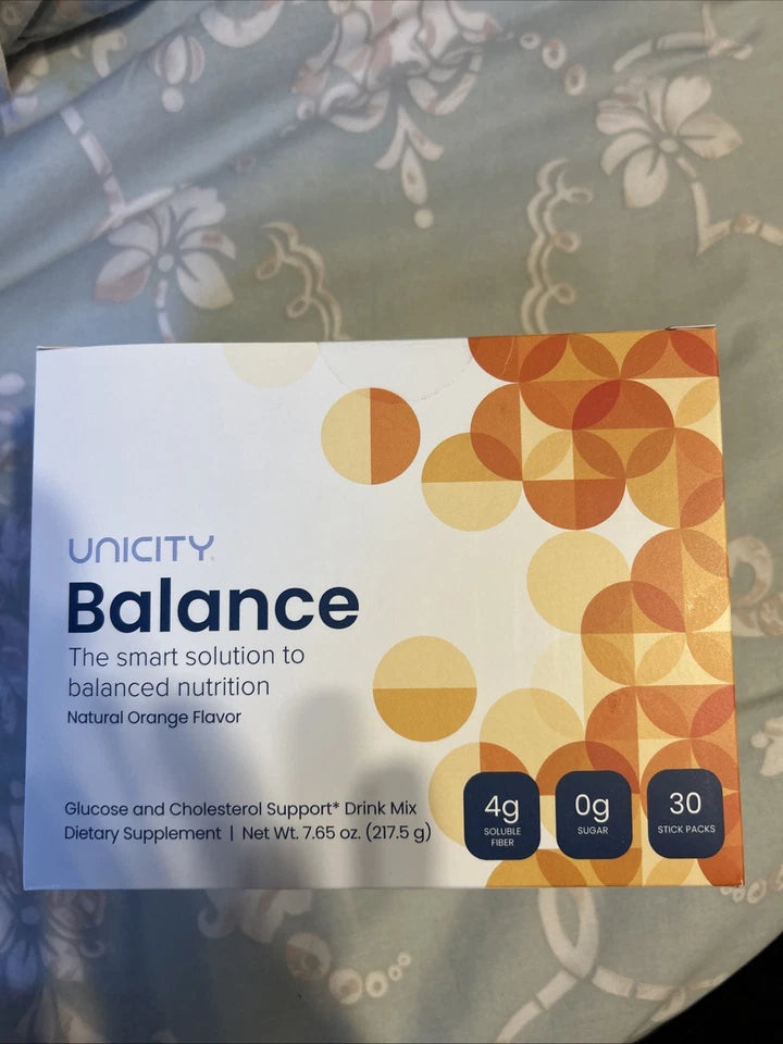 Unicity Balance Drink Mix | Natural Orange Flavor | Soluble Fiber Dietary Supplement | 30 Stick Packs